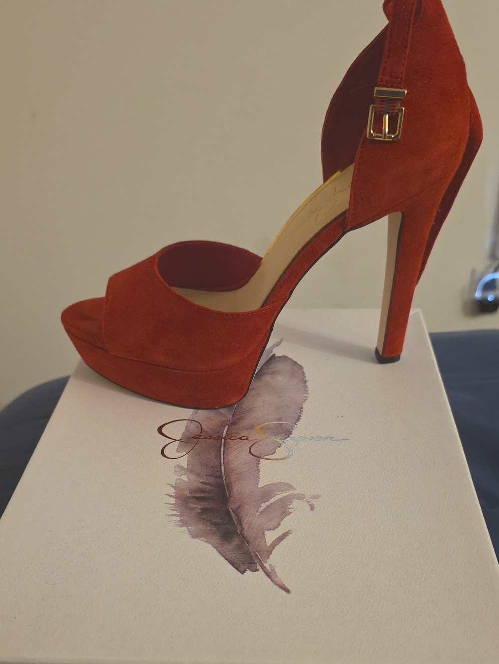 Jessica Simpson Red Muse Suede Platform High Heel Sandal